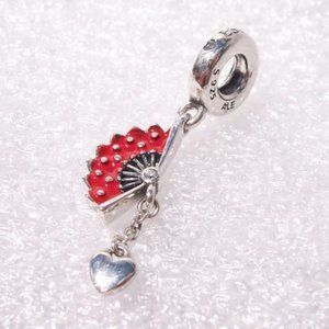 Spanish Fan Charm, Pandora, ESPANA, Bold Red Enamel,